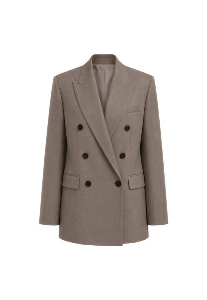 THE ARTM Women's Double-Breasted Wool Blazer - Peak Lapel Tuxedo Jacket-0