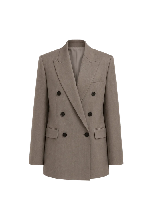 THE ARTM Women's Double-Breasted Wool Blazer - Peak Lapel Tuxedo Jacket-0