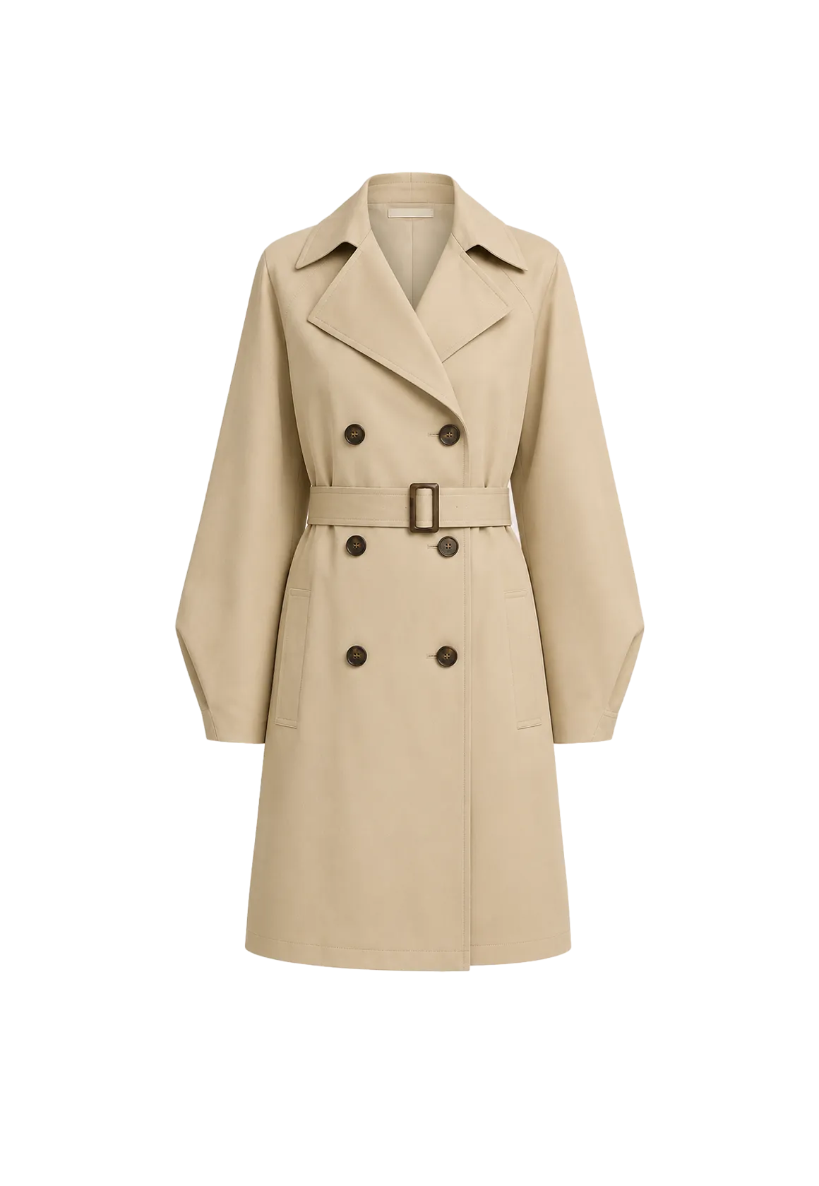THE ARTM Women's Oversized Trench Coat - Double Breasted Wool Blend with Belt-0