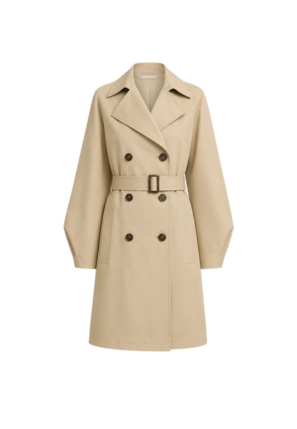 THE ARTM Women's Oversized Trench Coat - Double Breasted Wool Blend with Belt-0