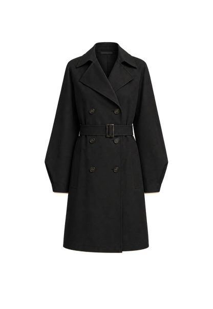 THE ARTM Women's Oversized Trench Coat - Double Breasted Wool Blend with Belt-3