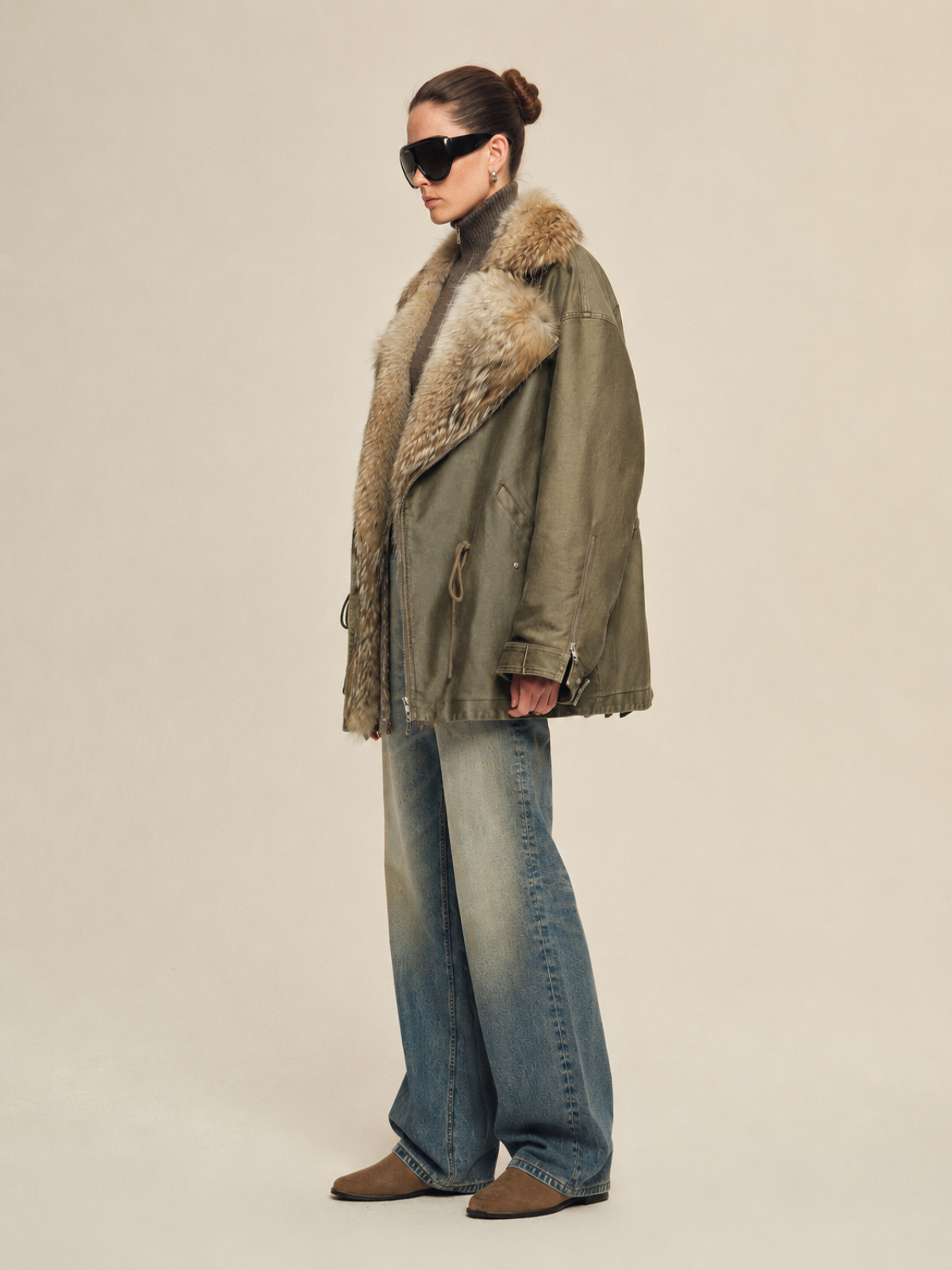Firelady women's fur parka coat with two-tone Tuscan coyote fur collar, "Wilderness Parka"-3