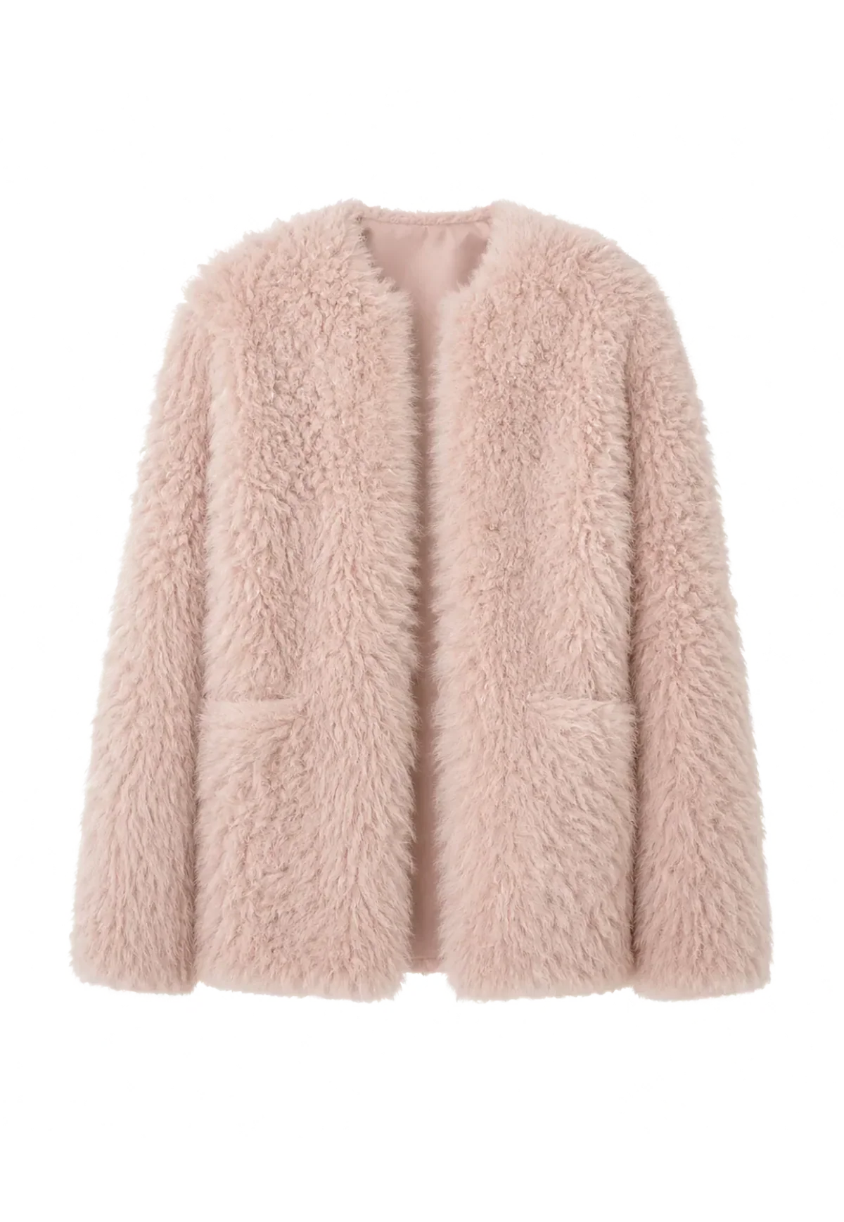 "Castle Dusk" V-neck Italian imported Tuscan curly wool sheepskin fur coat winter-0