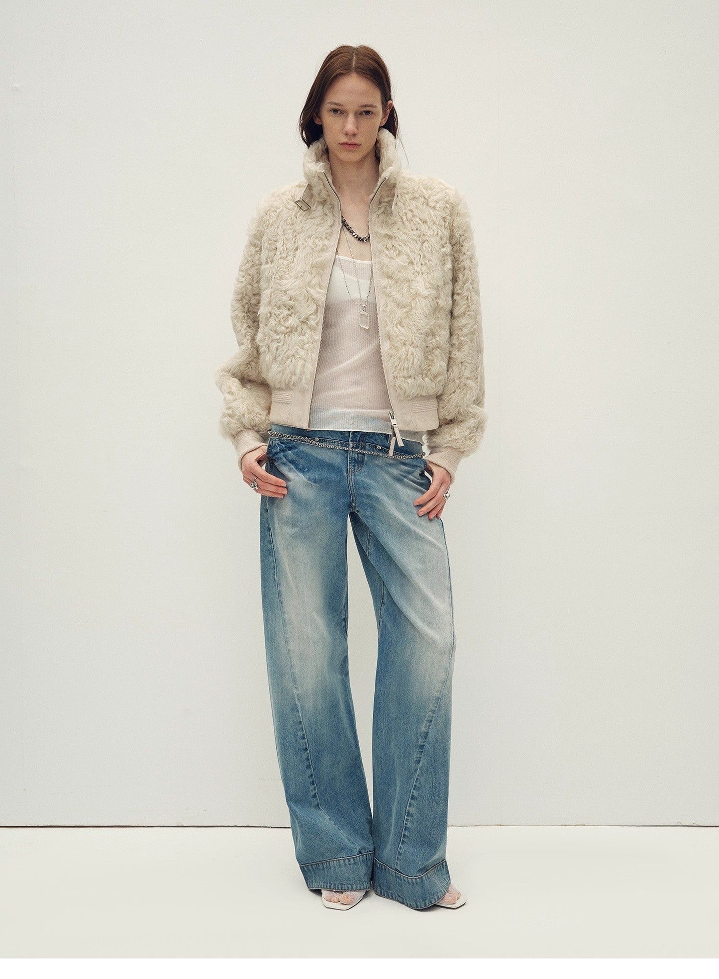 Casual stand-up collar jacket-style fluffy sheep curly hair fashionable short bomber coat"Curly Story"