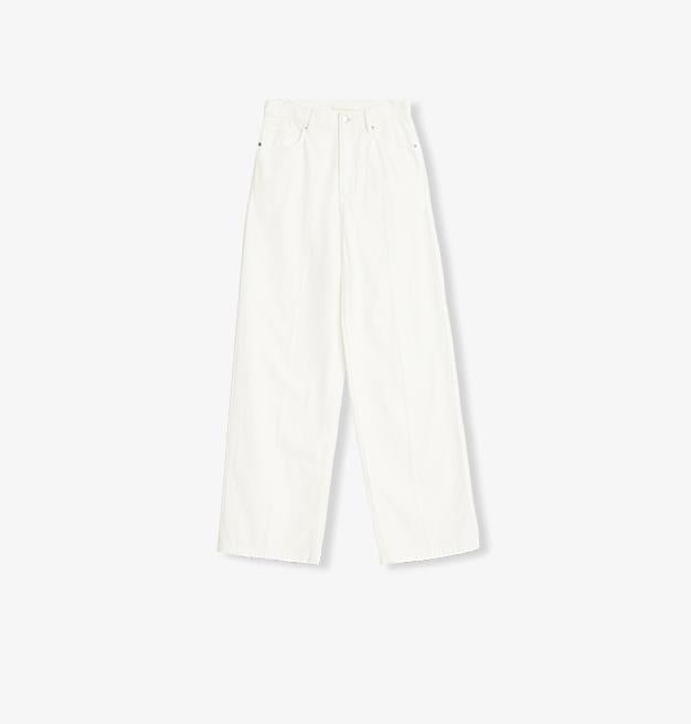 Customized cotton fabric skin-friendly washed drape versatile wide-leg jeans