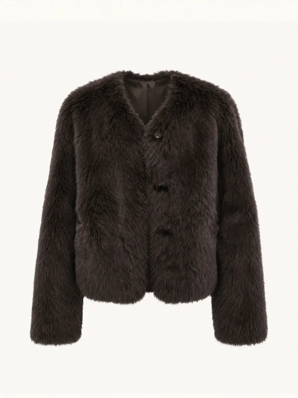 "Darcy Manor" imported Toscana straight wool sheepskin sweetheart collar short fur coat-5
