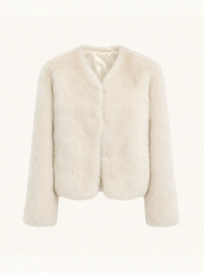 "Darcy Manor" imported Toscana straight wool sheepskin sweetheart collar short fur coat-0