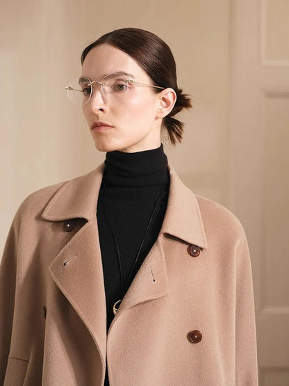 "Desert Rose"Australian imported wool double-breasted high-end woolen coat for small women