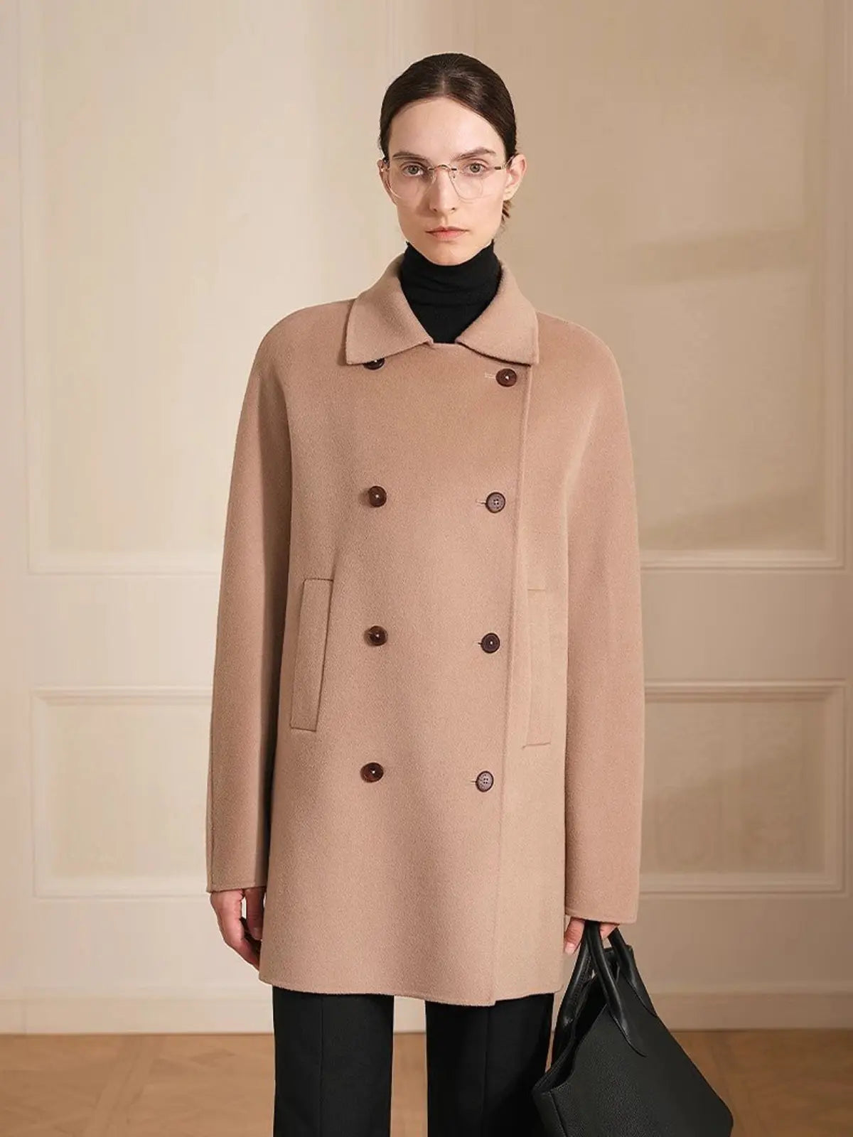 "Desert Rose"Australian imported wool double-breasted high-end woolen coat for small women