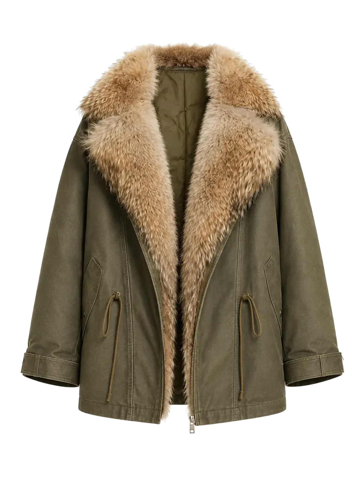 Firelady women's fur parka coat with two-tone Tuscan coyote fur collar, "Wilderness Parka"-0