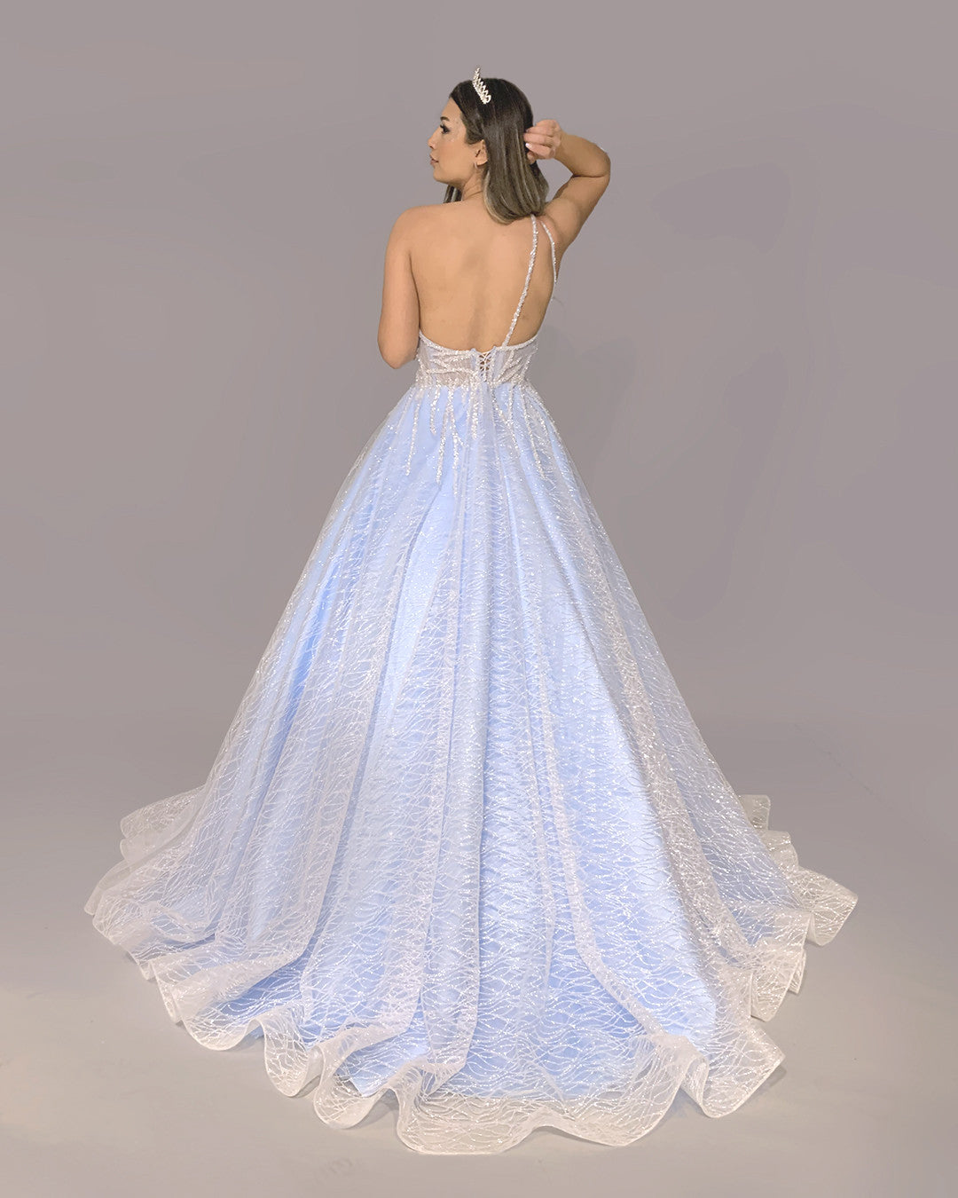 Mercan colored wedding dress