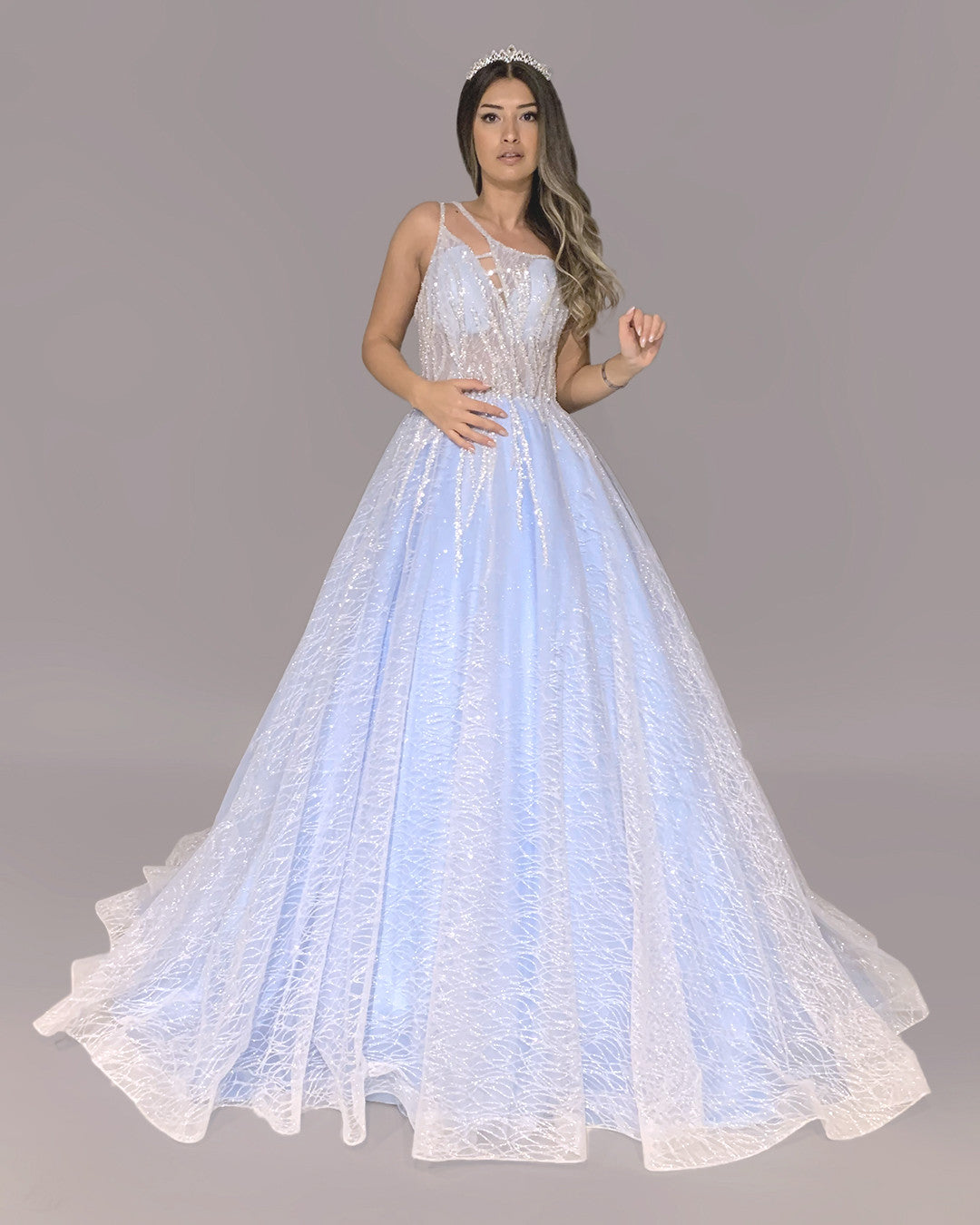 Mercan colored wedding dress