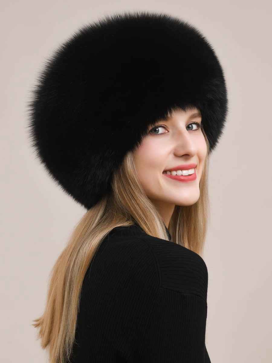 Fireladyfur Luxurious Fox Fur Hat and Earmuff Combination
