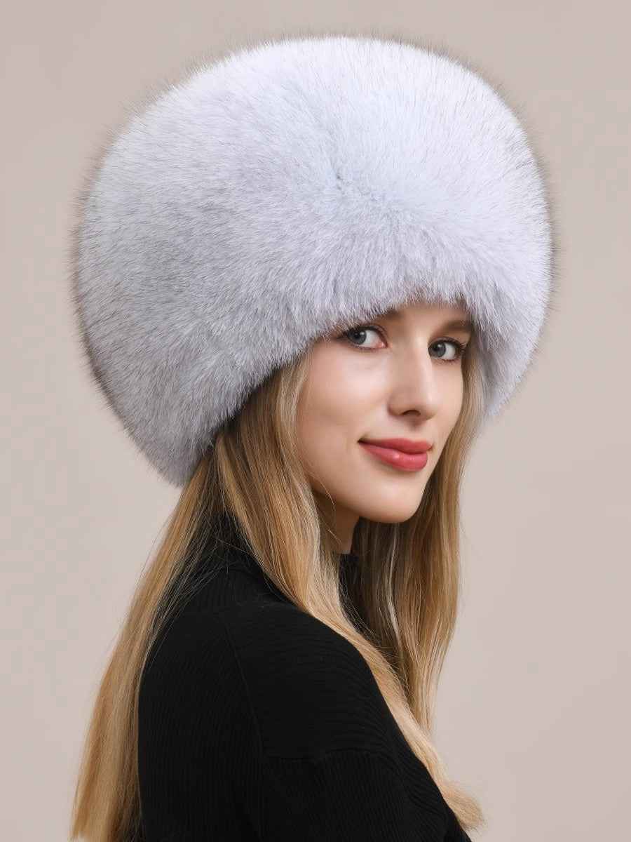 Fireladyfur Luxurious Fox Fur Hat and Earmuff Combination