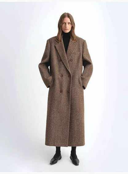 Fireladyfur Women's Italian Wool Herringbone Coat"Desert City"