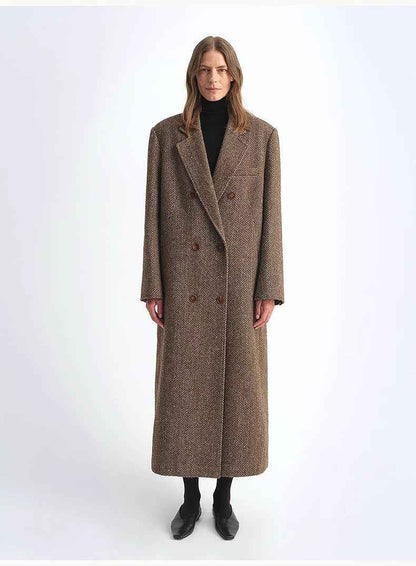 Fireladyfur Women's Italian Wool Herringbone Coat"Desert City"