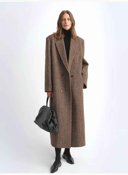 Fireladyfur Women's Italian Wool Herringbone Coat"Desert City"