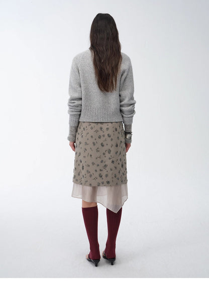 "Flowers and Her" irregular hand-embroidered sequin skirt-4