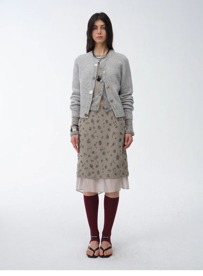 "Flowers and Her" irregular hand-embroidered sequin skirt-1