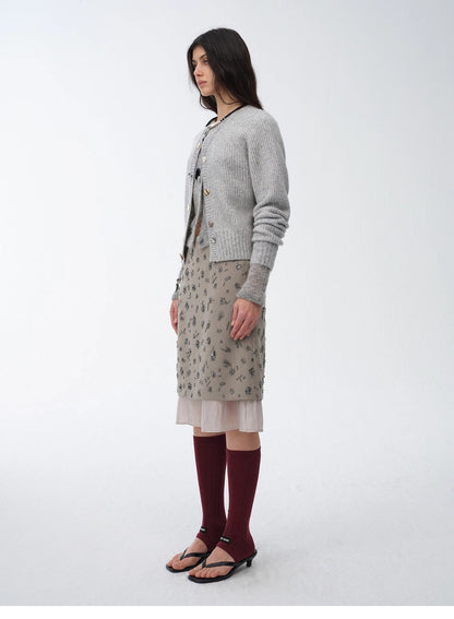 "Flowers and Her" irregular hand-embroidered sequin skirt-3