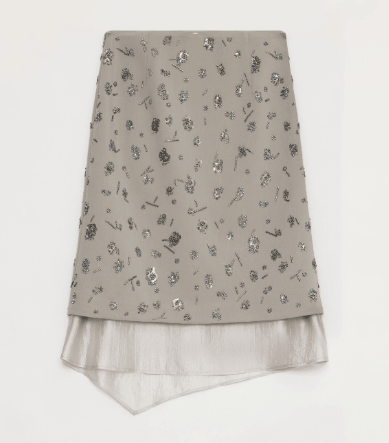 "Flowers and Her" irregular hand-embroidered sequin skirt-5