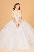 Jewel Mesh w/ Mini Bag and Separate Long Sleeves Quinceanera Dress GLGL3073