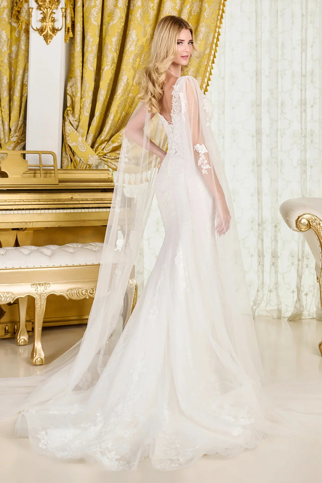 Trumpet-Style Wedding Gown, Intricate Appliqués, Sparkling Beads, Sequins, And Embroidery-1