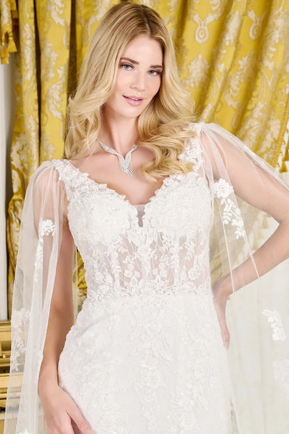 Trumpet-Style Wedding Gown, Intricate Appliqués, Sparkling Beads, Sequins, And Embroidery-3
