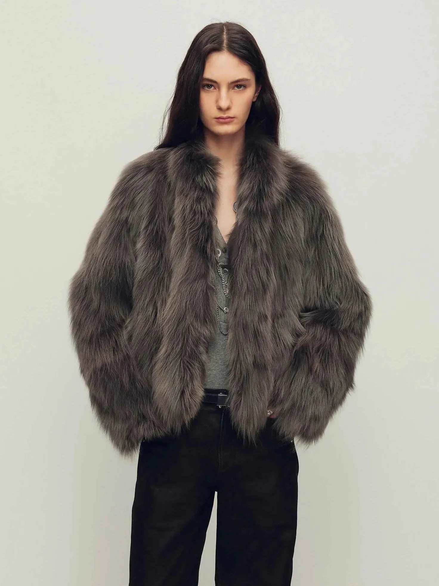Firelady Fur Women's SAGAFURS Fox Fur Coat - Stand Collar Short Jacket 'Grace Champs-Élysées'-1