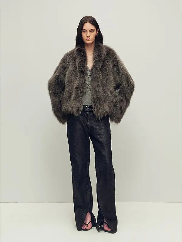 Firelady Fur Women's SAGAFURS Fox Fur Coat - Stand Collar Short Jacket 'Grace Champs-Élysées'-2