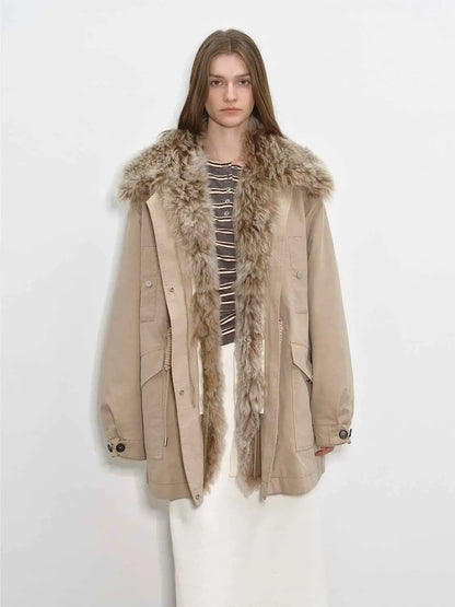 Fireladyfur Women’s Goose Down Parka coat with Toscana Shearling Fur“Green Mile Miracle”