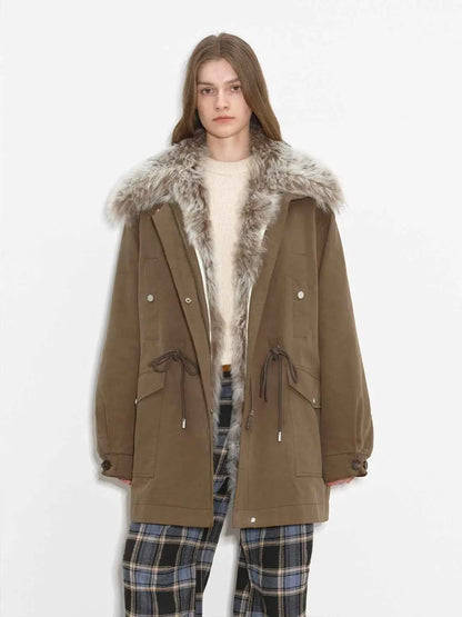 Fireladyfur Women’s Goose Down Parka coat with Toscana Shearling Fur“Green Mile Miracle”