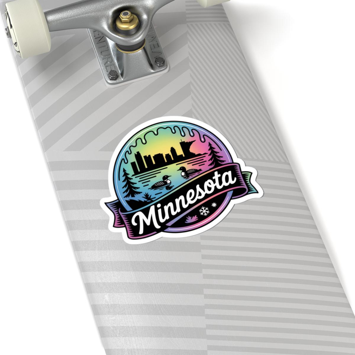 ColorFlow | Minnesota Lake Loon Skyline Vinyl Sticker | North Star State Scenic Travel Art Decal