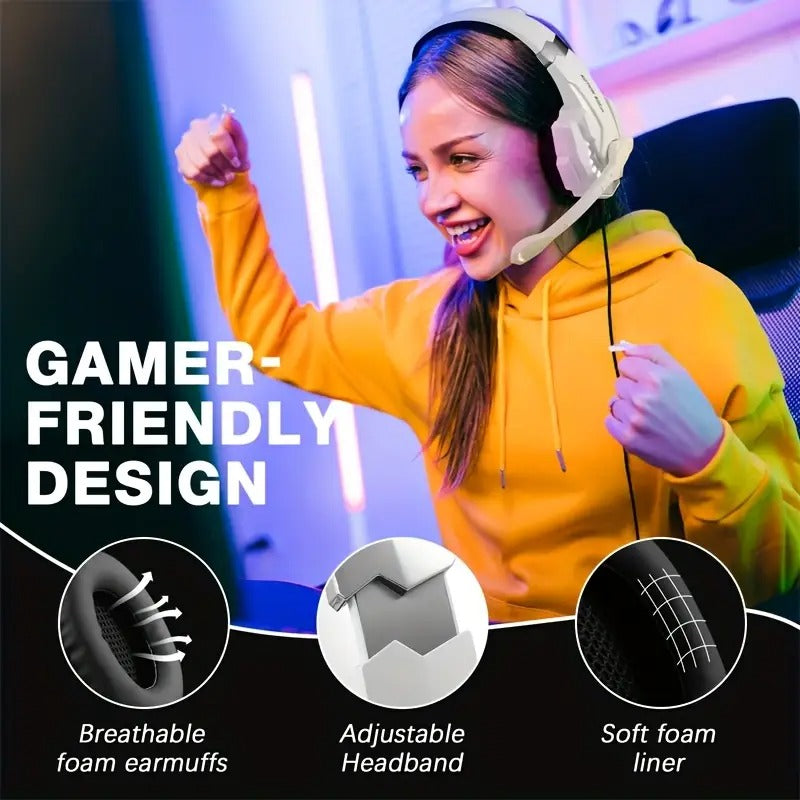 Gaming Headset with Mic LED for PS4 PS5 Xbox