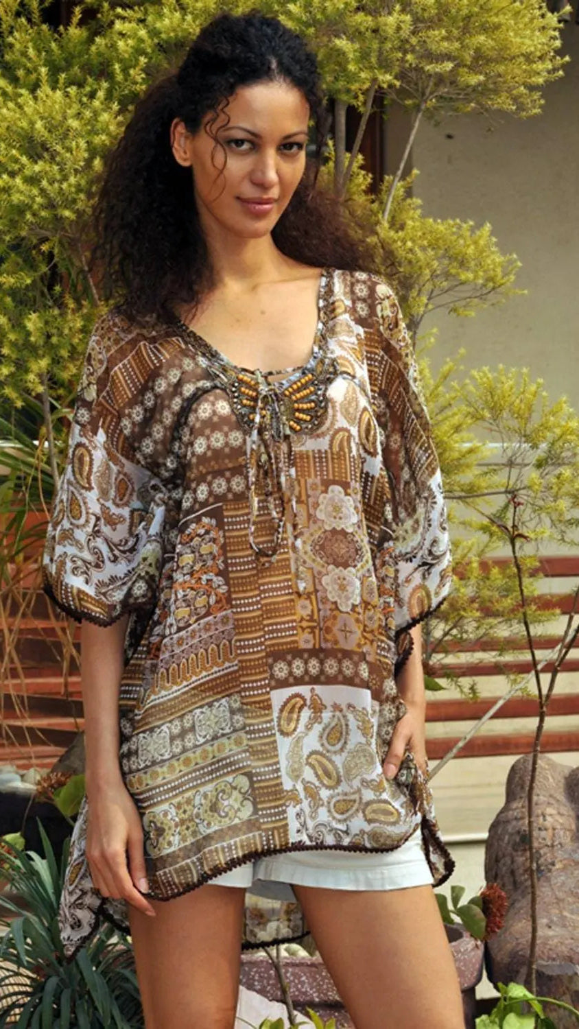 Beaded Kaftan to wear over a Swimsuit or Pair with Shorts for casual wear-1