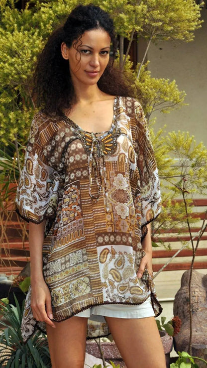 Beaded Kaftan to wear over a Swimsuit or Pair with Shorts for casual wear-1