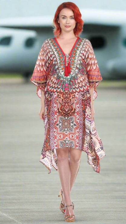 Designer Women's Beach Kaftan Dress in Viscose Silk-0