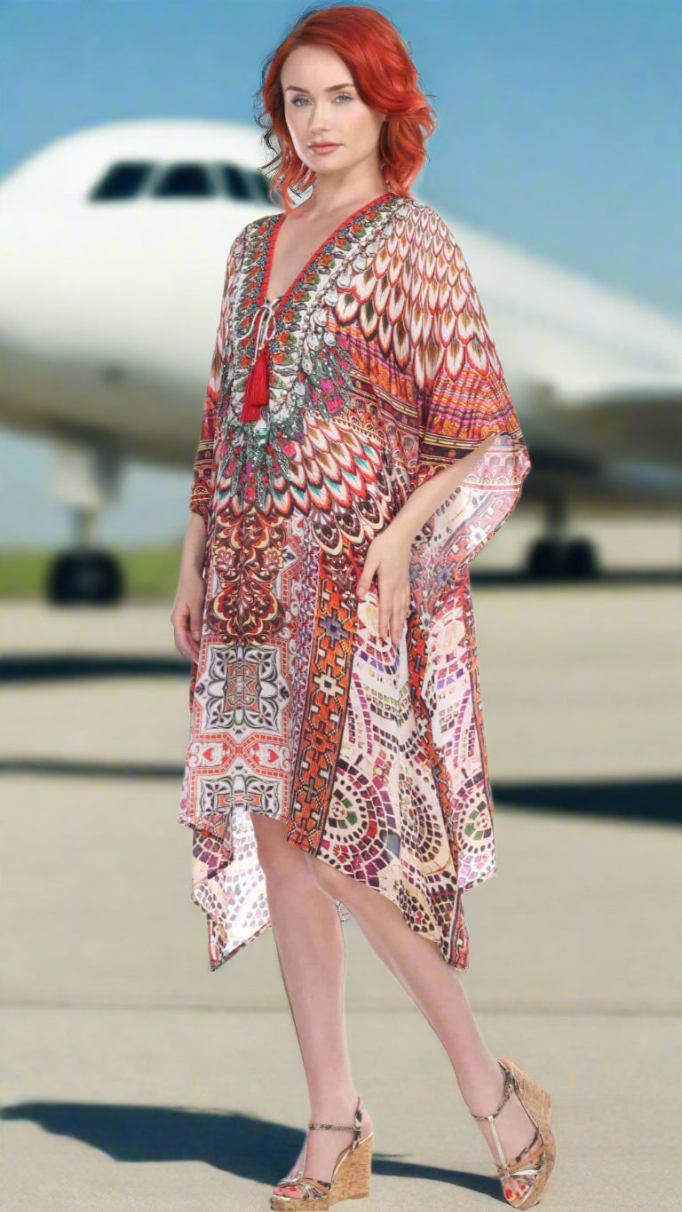 Designer Women's Beach Kaftan Dress in Viscose Silk-1