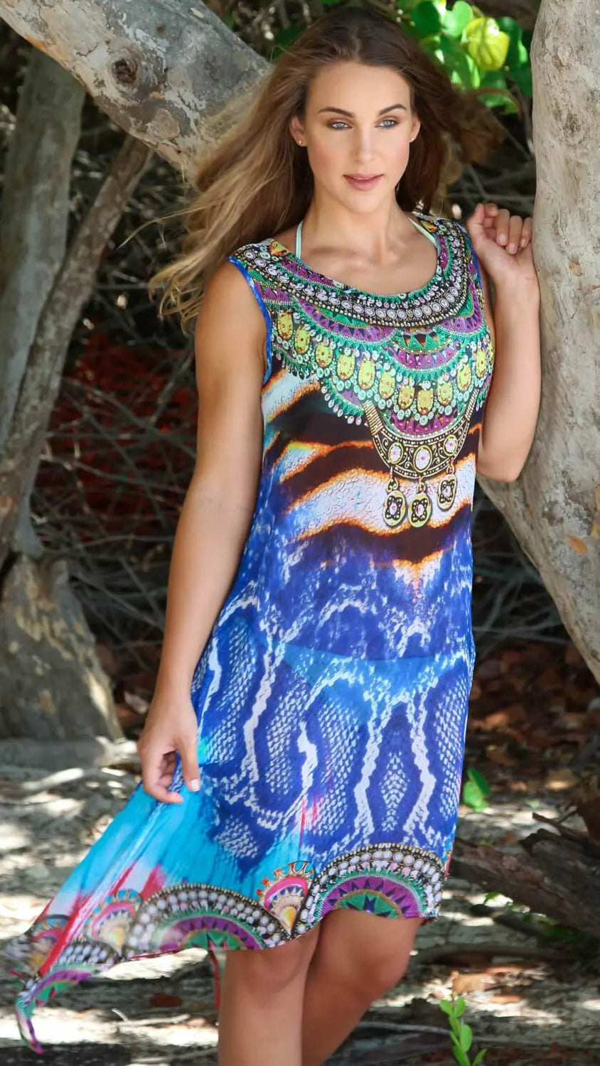 Blue Python Midi Dress from La Moda 17012 MD-0
