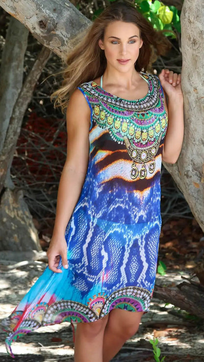Blue Python Midi Dress from La Moda 17012 MD-0