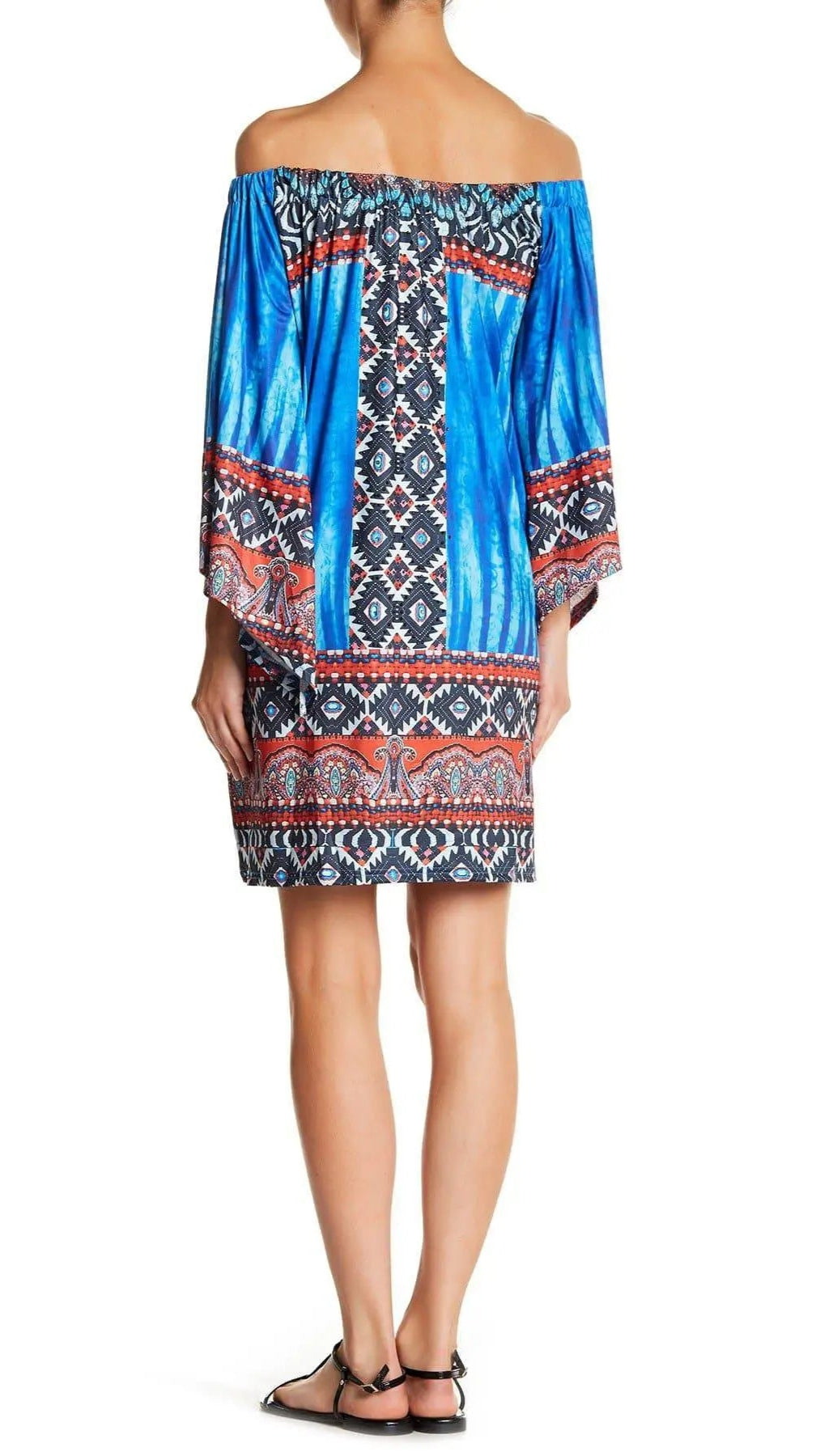 Printed Tunic Style Off-Shoulder Dress for Resort Wear-1