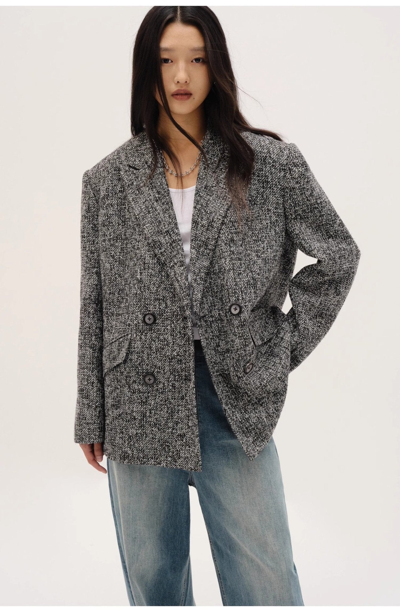 "Long Night Meteor" Limited Edition Italian Imported Yarn Fashionable Chanel Style Tweed Suit Jacket-1