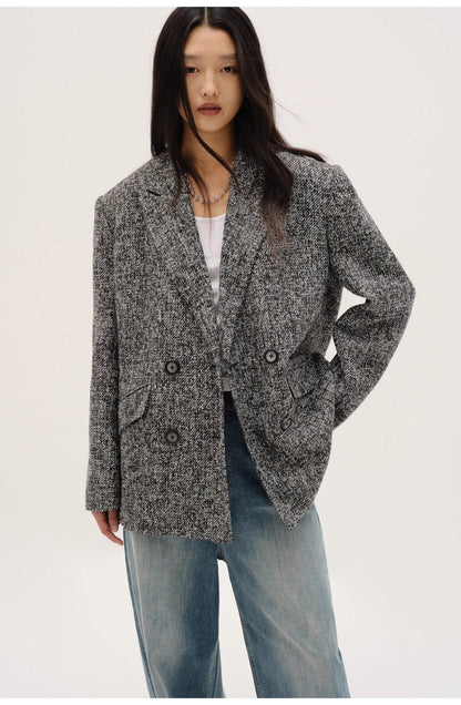 "Long Night Meteor" Limited Edition Italian Imported Yarn Fashionable Chanel Style Tweed Suit Jacket-1