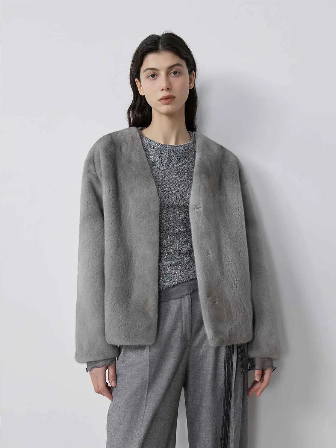 Louvre II Imported Simple Whole Mink Short Coat