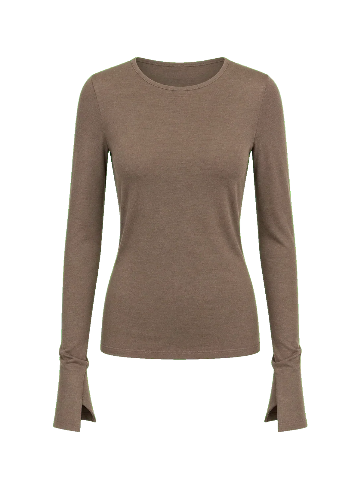 Lyocell wool stretch comfortable breathable fit minimalist solid color long-sleeved T-shirt