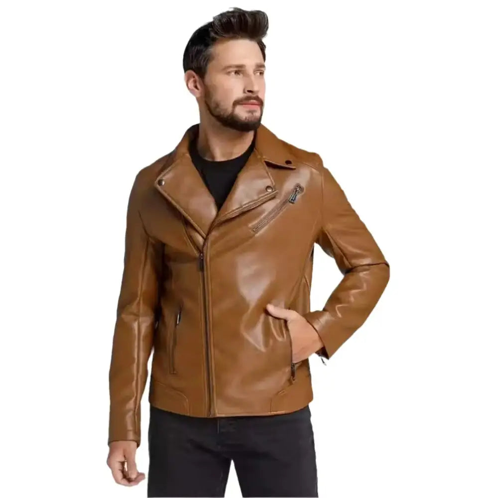 Men’s Brown Leather Motorcycle Jacket