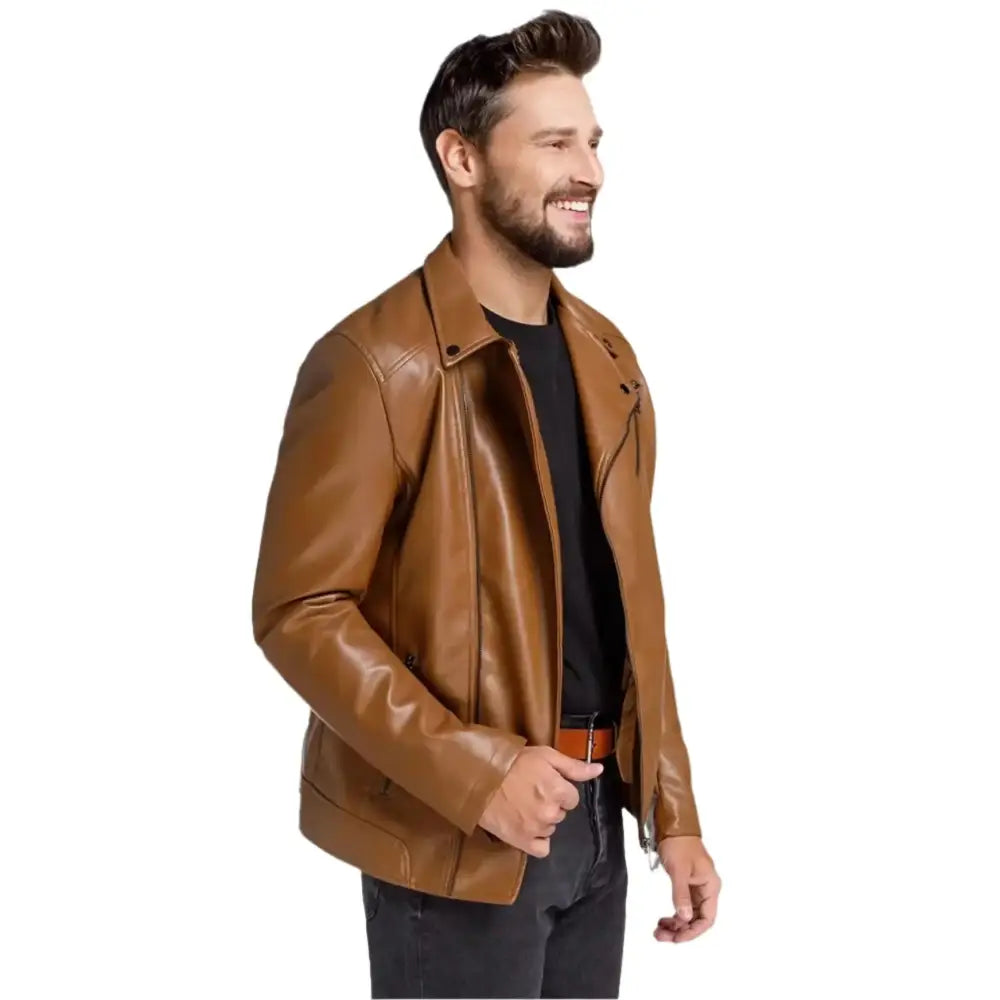 Men’s Brown Leather Motorcycle Jacket