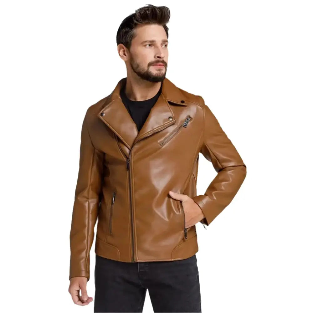 Men’s Brown Leather Motorcycle Jacket