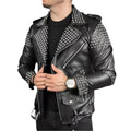 Men’s Studded Leather Motorcycle Jacket