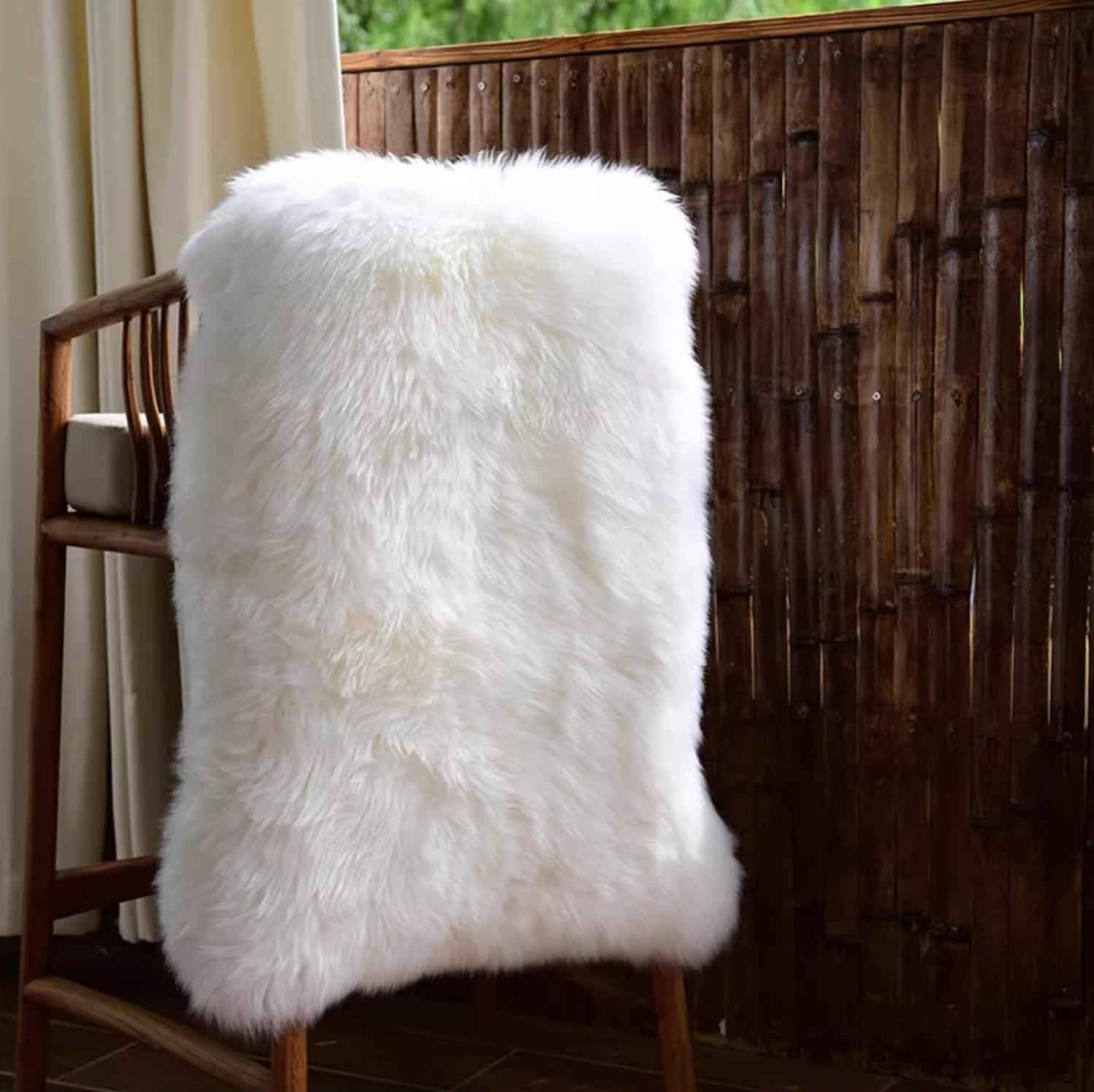 Natural New Zealand Sheepskin Rug 2x3 | Single Pelt | Ultra-Soft Thick Wool | Undyed & Formaldehyde-Free | Nursery-Safe-2